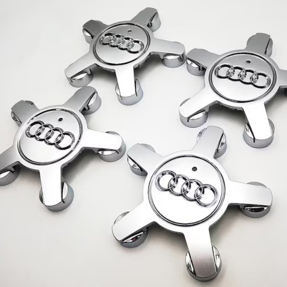New Set of Four Premium  Silver 135mm Wheel Center Caps  OEM 4F0601165N Audi